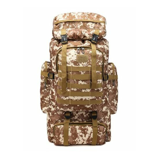 LARGE 70L MOLLE Lined Tactical Backpack Military Camping Desert Digital {1}