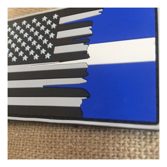 Subdued Tattered American Flag Thin White Line PVC Patch {2}
