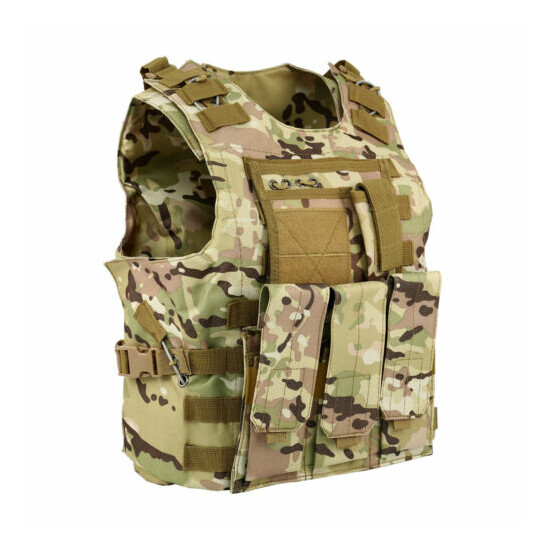 Military Tactical Vest Gear CP Camo Airsoft Molle Combat Assault Plate Carrier {5}