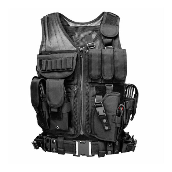 Tactical Vest Gear Molle Military Assault Plate Carrier Holder Multi Size Black {50}