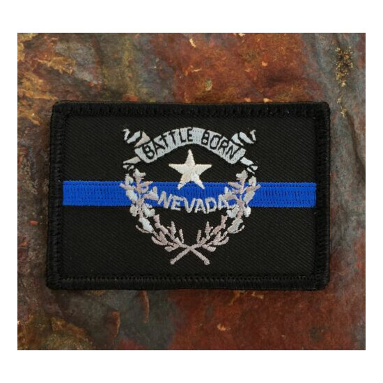 Subdued Thin Blue Line Nevada State Flag Patch, Law Enforcement {1}