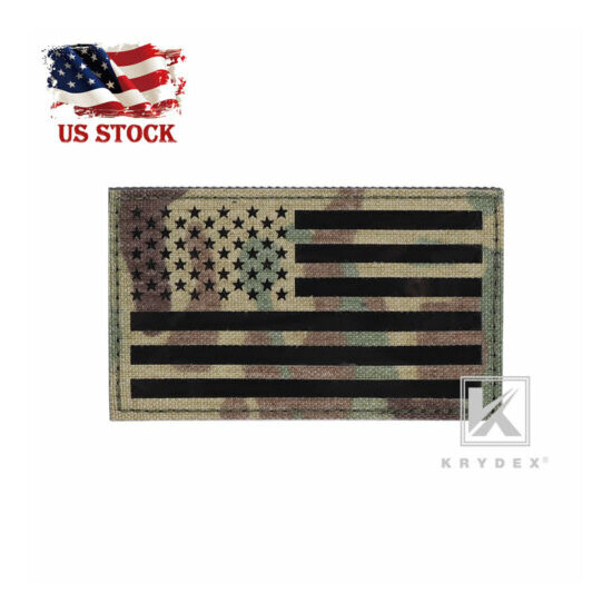 KRYDEX American Flag Patches USA Tactical Identifier Badges Mil-spec Camo Left N {1}