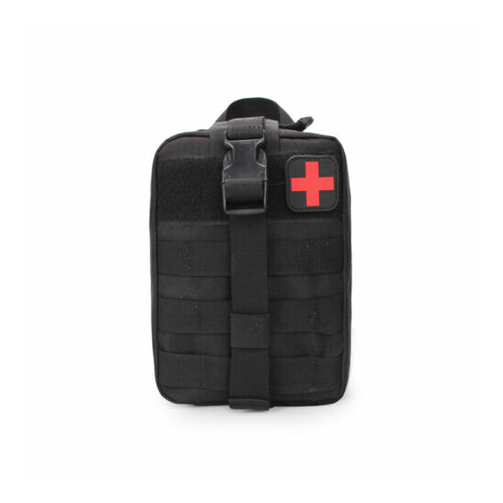 Outdoor Pack First Aid Kit Wilderness Black First Aid Pouch Medical Bag Package {10}