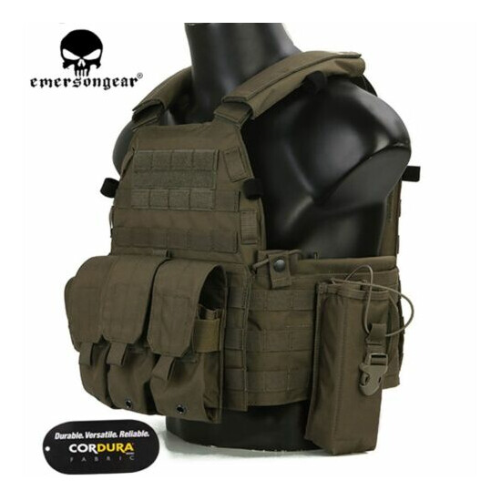 Emerson Tactical Modular Combat Vest MOLLE LBT-6094A Plate Carrier w/ 3 Pouch RG {3}
