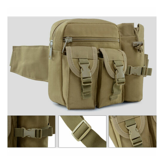 Tactical Waist Pack Pouch With Water Bottle Pocket Holder Molle Fanny Belt Bag {9}