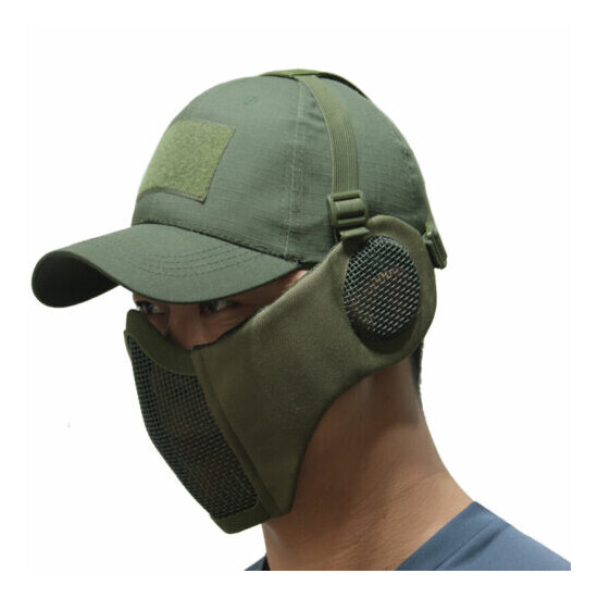 Tactical Foldable Camouflage Mesh Mask With Ear Protection With Cap For Hunting {3}