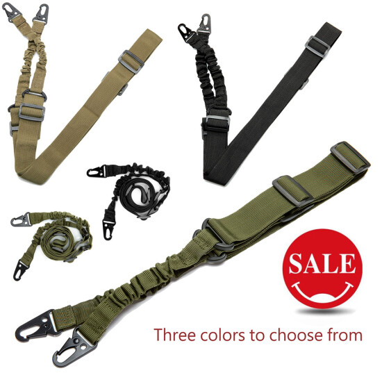 Adjustable Tactical 2 Two Point Bungee Rifle Gun Sling Strap Military Hunting US {1}